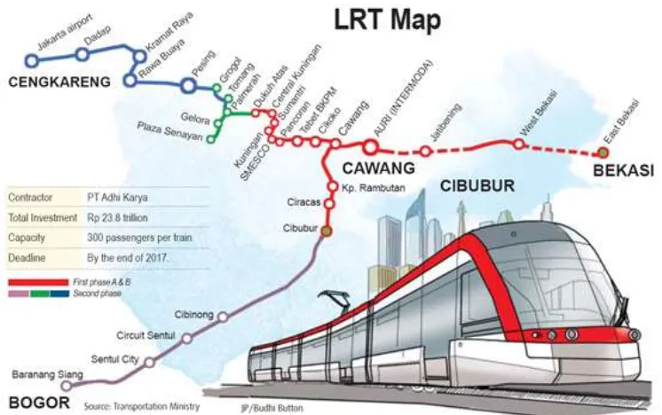 Gambar 1. 1 Peta Lintas Pelayanan Light Rail Transit (LRT) 