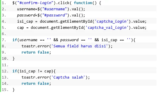 Gambar 5.5 Potongan kode validasi captcha 