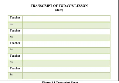 Figure 3.1 Transcript Form 