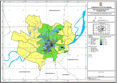 Gambar 2.  2 Peta kepadatan Kota Palembang 