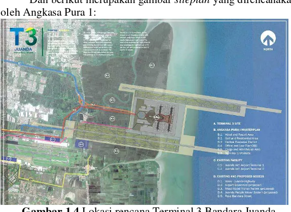 Gambar 1.4 Lokasi rencana Terminal 3 Bandara Juanda (sumber: Ginting, 2015) 