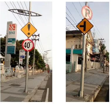 Gambar 4. 1. Contoh rambu pada frontage road sisi barat Jalan Ahmad Yani Surabaya 