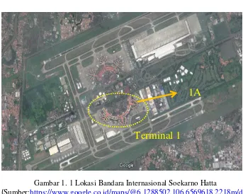 Gambar 1. 1 Lokasi Bandara Internasional Soekarno Hatta  https://www.google.co.id/maps/@6.1288502,106.6569618,2218m/dat