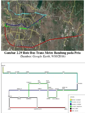 Gambar 2.29 Rute Bus Trans Metro Bandung pada Peta 