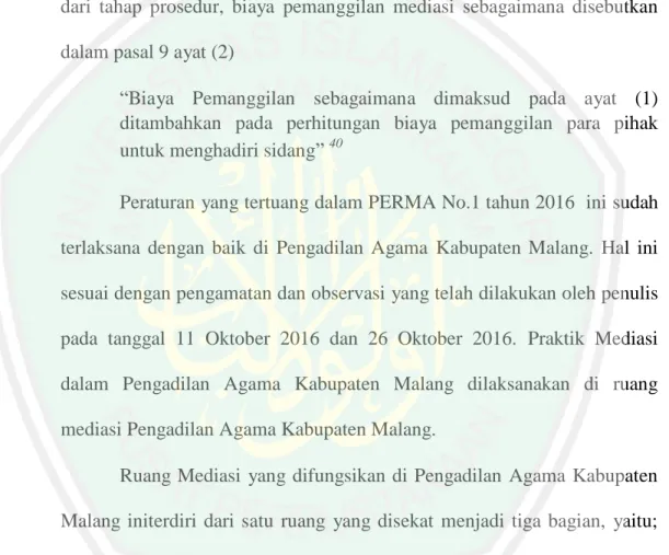 Gambar Potret 4.2 : Potret ruang mediasi dan pelaksanaan mediasi di  Pengadilan Agama Kabupaten Malang 41