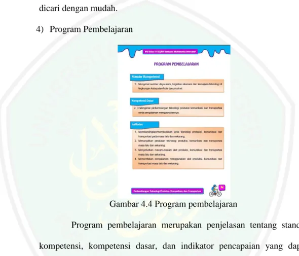 Gambar 4.4 Program pembelajaran 