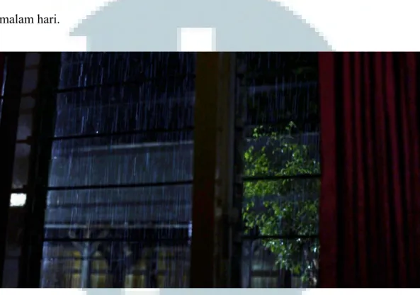 Gambar 4.2. Visual Effect Hujan Malam Scene 15 (Kreasi Konsep Visual Effect 1)  (Screenshoot, 2015) 