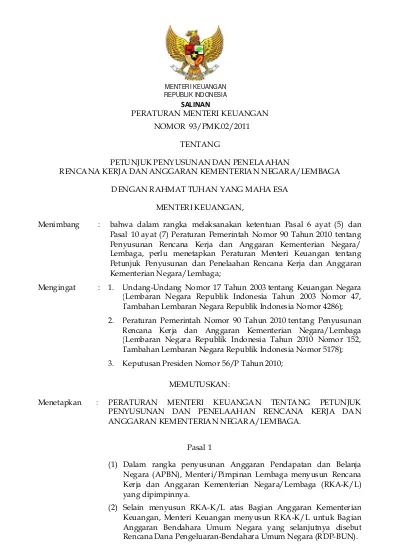 Peraturan Menteri Keuangan Nomor 93 PMK.02 2011 Tentang Petunjuk ...