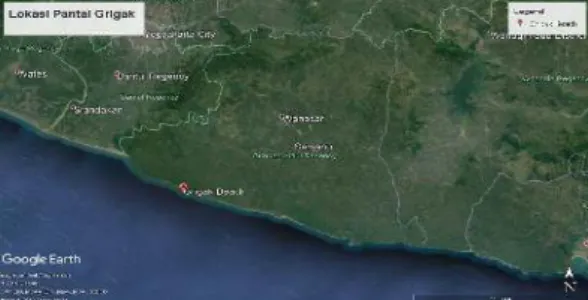 Gambar 1  Lokasi Pengabdian di Pantai Grigak, Panggang, Gunung Kidul  Sumber: Google Earth, diakses 21 Maret 2018