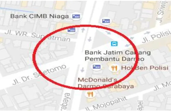 Gambar 1. 2 Peta lokasi hambatan samping pada persimpangan Jl. Raya Darmo dan Jl. Dr. Soetomo –Jl