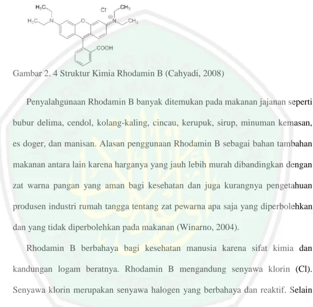 Gambar 2. 4 Struktur Kimia Rhodamin B (Cahyadi, 2008) 