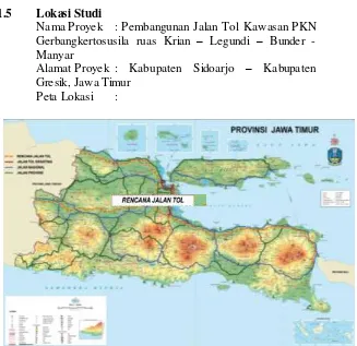 Gambar 1.1 Peta Provinsi Jawa Timur 