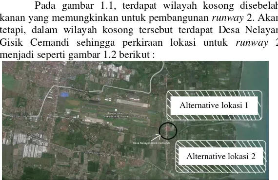 Gambar 1.2. Perkiraan lokasi Runway 2 (Sumber : Google Earth) 