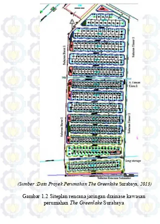 Gambar 1.2 Siteplan rencana jaringan drainase kawasan 
