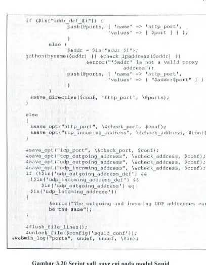 Gambar 3.20 Script xall_save.cgi pada modul Squid 
