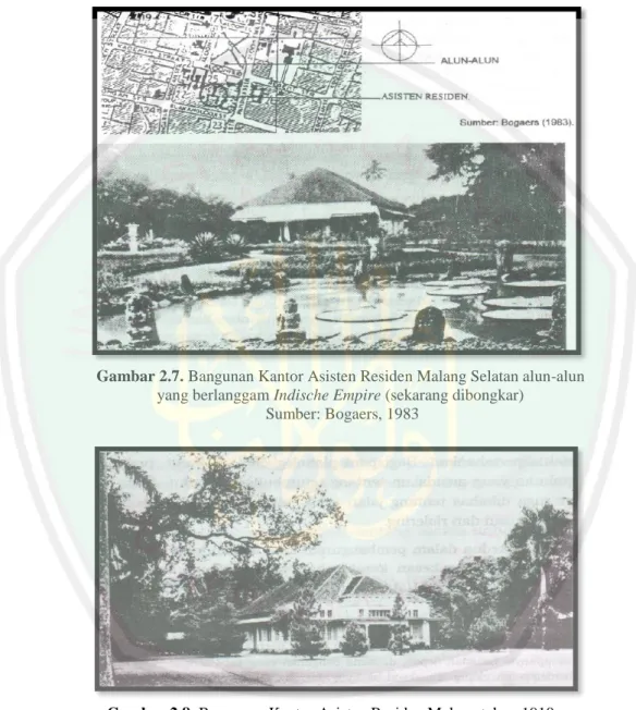 Gambar 2.7. Bangunan Kantor Asisten Residen Malang Selatan alun-alun  yang berlanggam Indische Empire (sekarang dibongkar) 