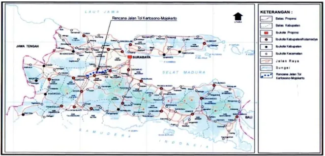 Gambar 4.1. Peta Lokasi Jalan Tol Kertosono - Mojokerto (Sumber : PT. Marga Hargaya Infrastruktur, 2016)