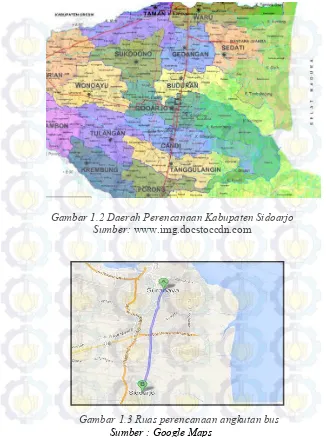 Gambar 1.2 Daerah Perencanaan Kabupaten Sidoarjo 