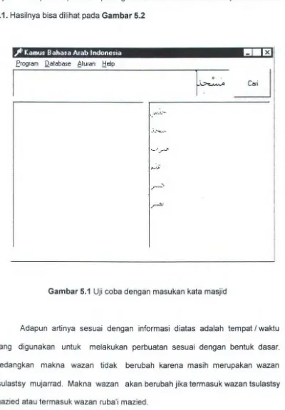 Gambar 5.1 Uji coba dengan masukan kata masjid 