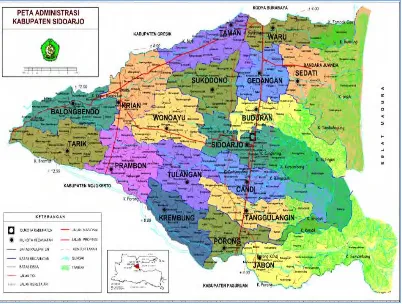 Gambar 2.1 Peta Administrasi Kabupaten Sidoarjo 