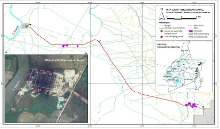 Gambar 3.3 Peta lokasi pengambilan sampel tanah terkontaminasi PAH batu bara