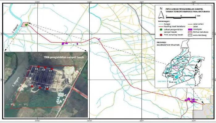 Gambar 3.3 Peta Lokasi Pengambilan Sampel Tanah Terkontaminasi PAH-Batubara 