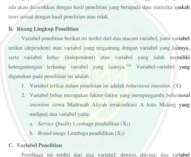 Tabel 3.1 Variabel dan Definisi Operasional 