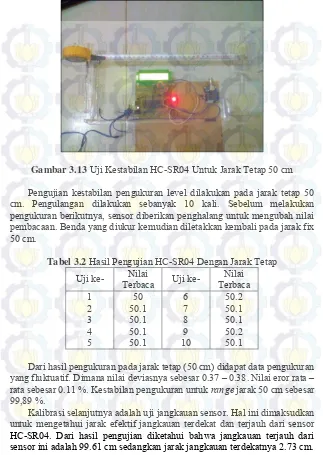 Gambar 3.13 Uji Kestabilan HC-SR04 Untuk Jarak Tetap 50 cm 