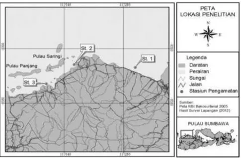 Gambar 1. Peta Lokasi pengambilan sampel Padina australis 