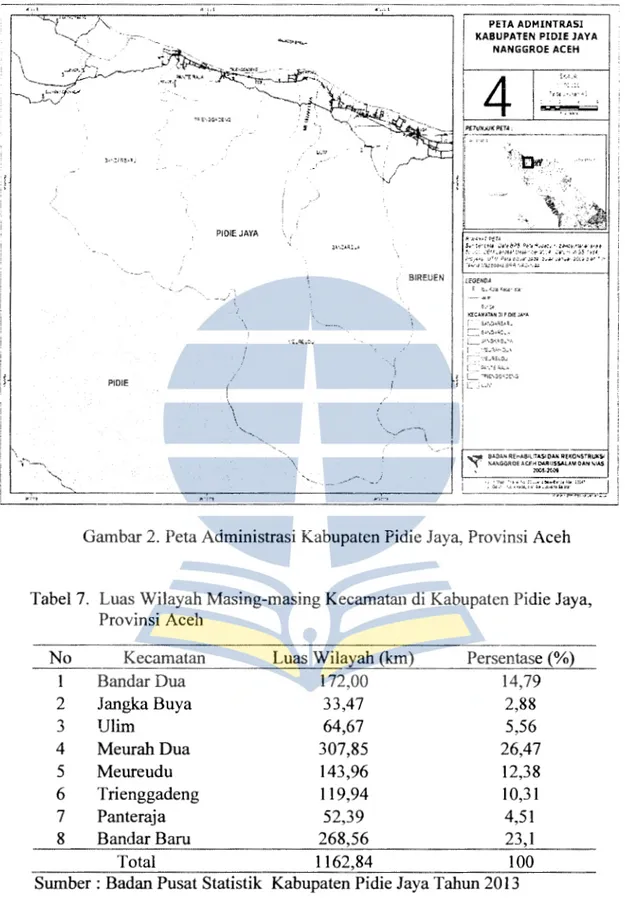 Gambar 2.  Peta Adrninistrasi Kabupaten Pidie Jaya, Provinsi Aceh 
