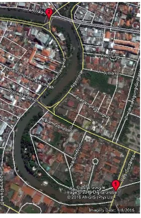 Gambar 4.1 Segmen Titik 1 – Titik 2 Sumber: Google Earth (2016) 