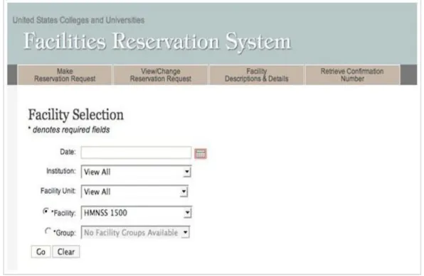 Figure 2.3: Facilities Reservation System interface 