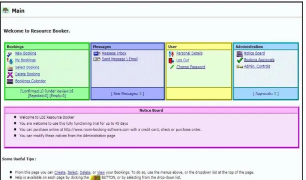 Figure 2.4: LBE Resource Booker interface 