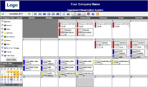 Figure 2.6: OakStand Equipment Reservation System (OERS) interface 