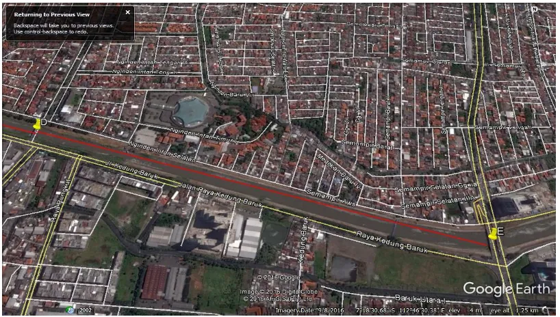 Gambar 4.4 Segmen Titik D – Titik E Sumber: Google Earth (2017)