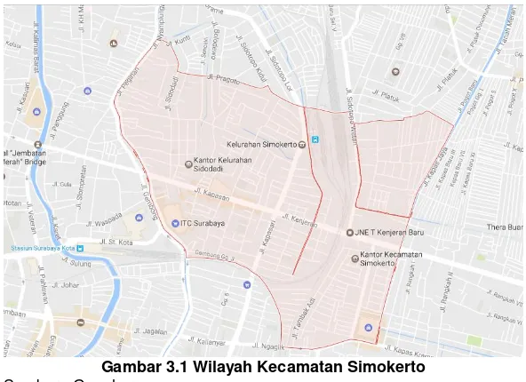 Gambar 3.1 Wilayah Kecamatan Simokerto 