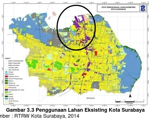 Gambar 3.3 Penggunaan Lahan Eksisting Kota Surabaya 