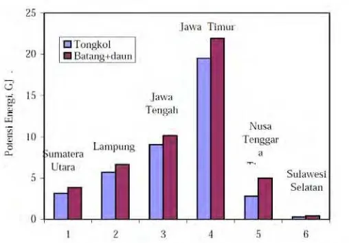 Gambar 2.2. Potensi Rill Energi limbah Jagung Di Indonesia Tahun 2006 (Teguh 