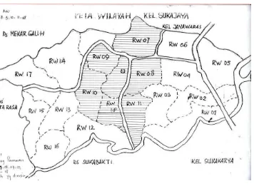 Gambar 3.1 Peta Kampung Panawuan, Kelurahan  Sukajaya, Kecamatan Tarogong Kidul, 