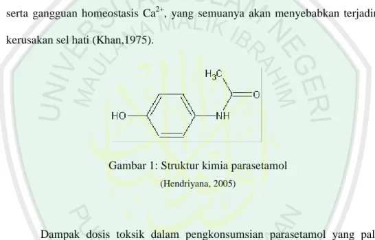 Gambar 1: Struktur kimia parasetamol  (Hendriyana, 2005) 