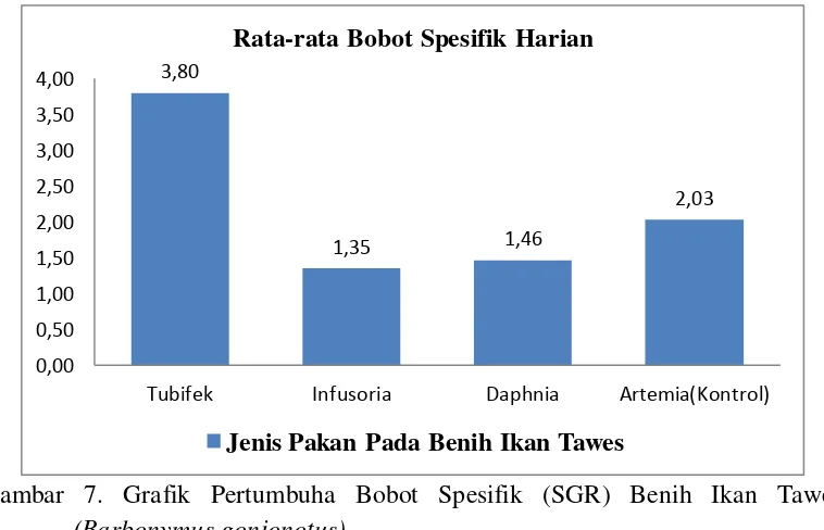 Gambar 7. Grafik Pertumbuha Bobot Spesifik (SGR) Benih Ikan Tawes 