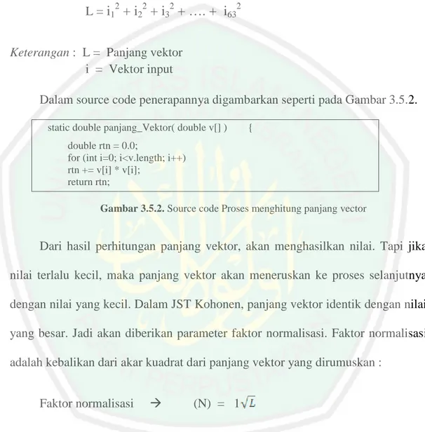 Gambar 3.5.2. Source code Proses menghitung panjang vector 