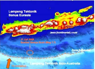 Gambar 2.2  Pusat gempa bumi di lepas pantai Sumatra Utara dan negara-negara (warna 