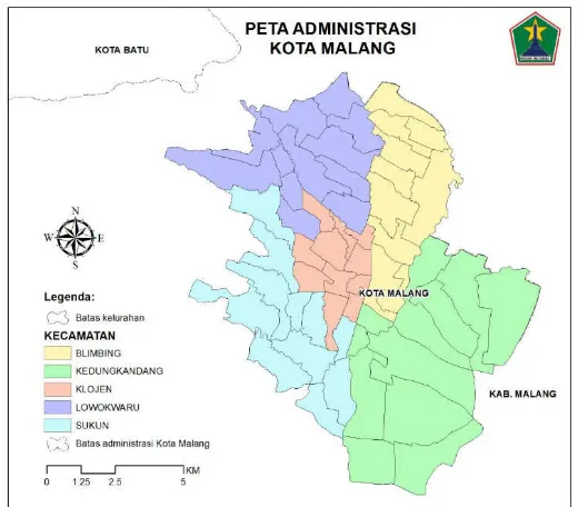 Gambar 2.9 Peta Administrasi Kota Malang 