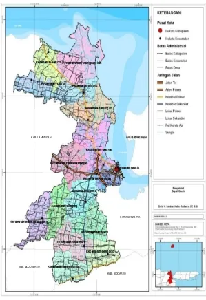 Gambar 2. 2 Peta Administrasi  Kabupaten Gresik Daratan (Sumber: RISPAM Kabupaten Gresik 2015) 
