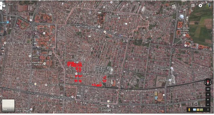 Gambar 4.2 Peta Sebaran Rumah/KK Berperilaku BABs di Kelurahan Mojo  