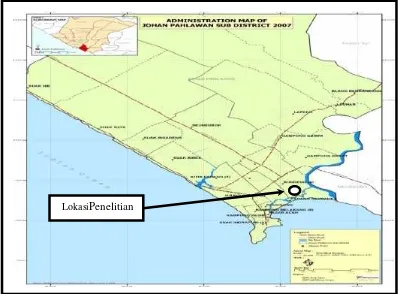 Gambar 4. Peta Lokasi Penelitian di TPI Ujong Baroh Kecamatan JohanPahlawan Kabupaten Aceh Barat.