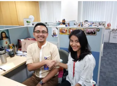Foto bersama Supervisor Internal Relations, Gumilang Adiputra  (12/06/17) Ruang Kerja Corporate Communications Indofood 