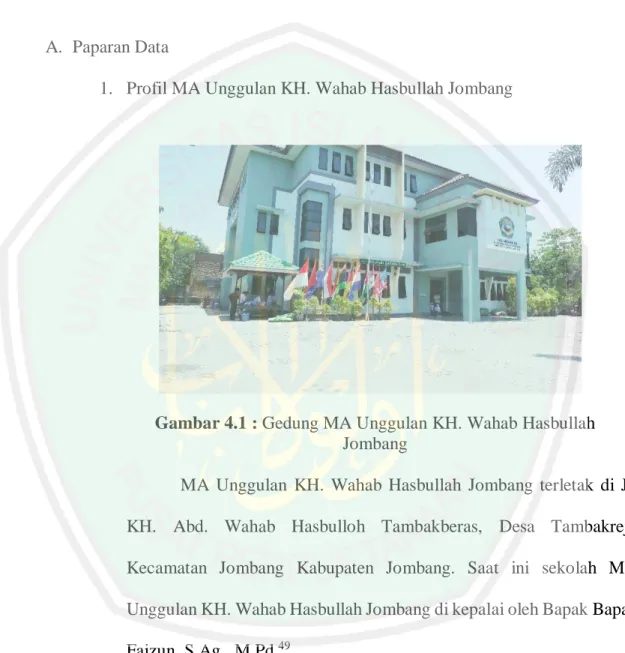 Gambar 4.1 : Gedung MA Unggulan KH. Wahab Hasbullah  Jombang 
