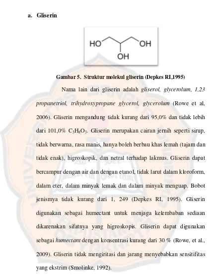 Gambar 5.  Struktur molekul gliserin (Depkes RI,1995) 